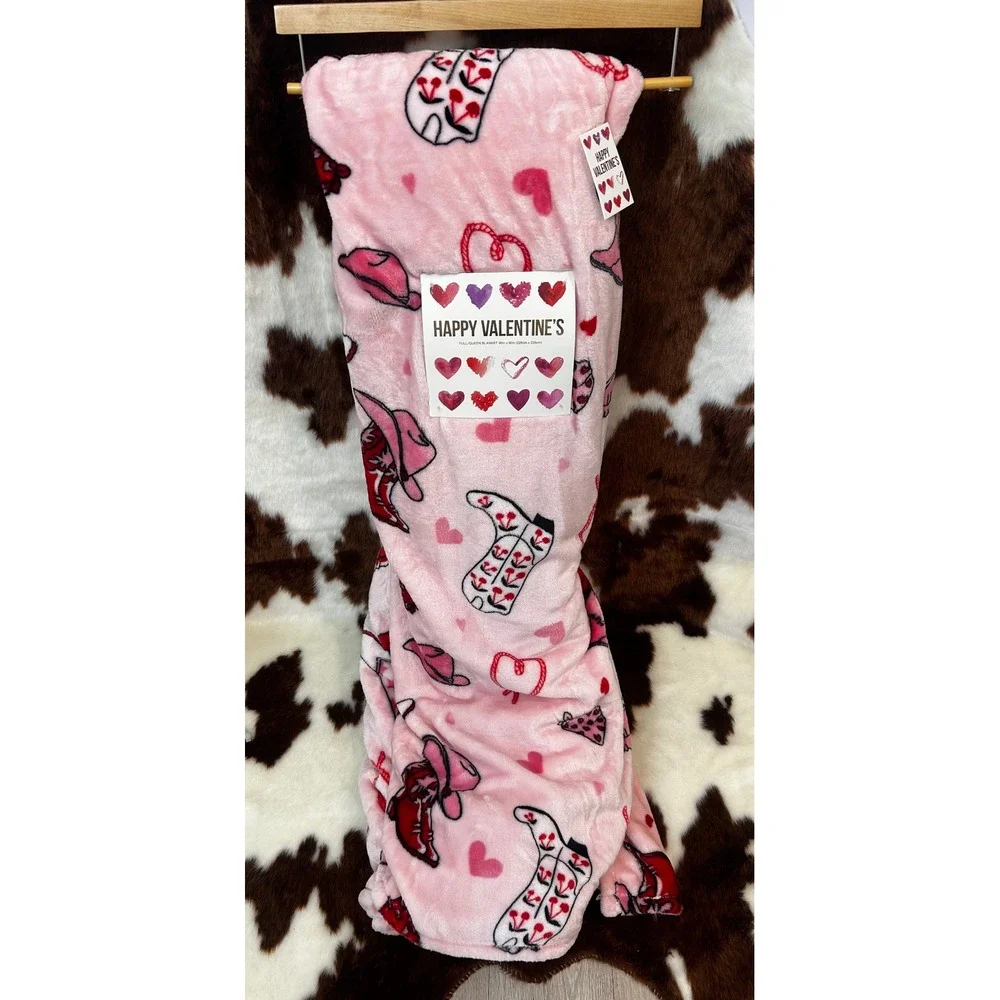 Valentine Pink Cowboy‎ Full/Queen Fleece Blanket
